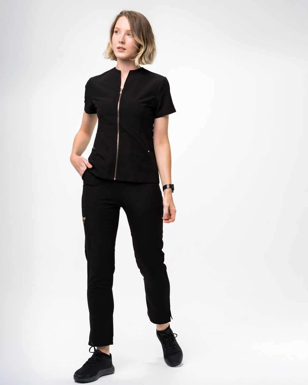 1. Donna Pantalon halat medical cu 7 buzunare negru Pantaloni Medicali Femei Negri - Donna - imagine 3