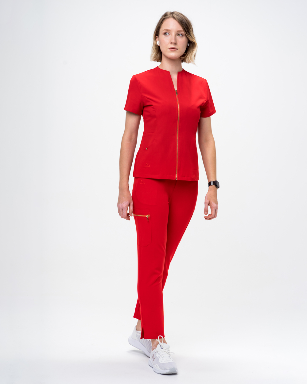 1. Donna Pantalon halat medical cu 7 buzunare rosu Pantaloni Medicali Femei Roșii - Donna - imagine 2