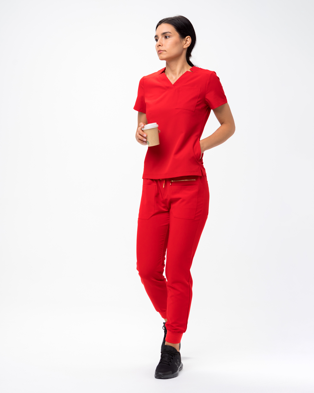 1. Stella Pantalon halat medical cu 4 buzunare rosu Pantaloni Medicali Femei Roșii - Stella - imagine 3