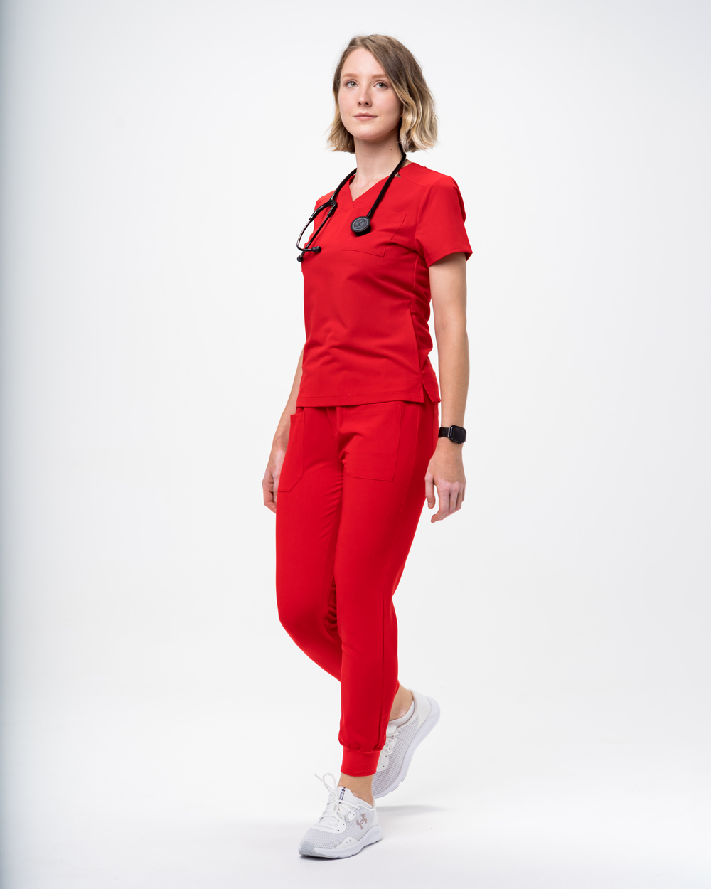 1. Vivienne Pantalon halat medical Jogger cu 5 buzunare rosu Pantaloni Medicali Femei Roșii - Vivienne - imagine 3