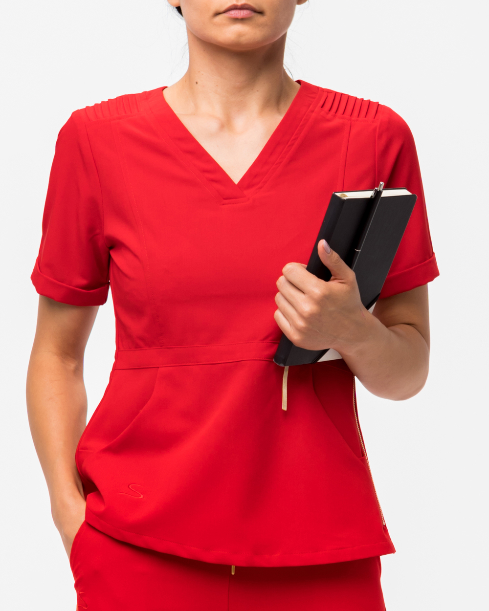 3. Stella Bluza halat medical cu 2 buzunare rosu Halat Medical Femei Rosu – Stella - imagine 4