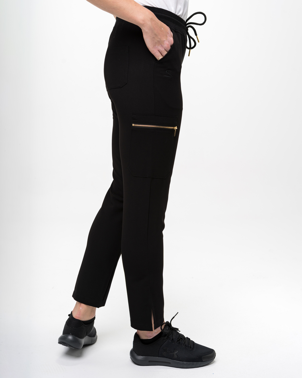 5. Donna Pantalon halat medical cu 7 buzunare negru Pantaloni Medicali Femei Negri - Donna - imagine 6