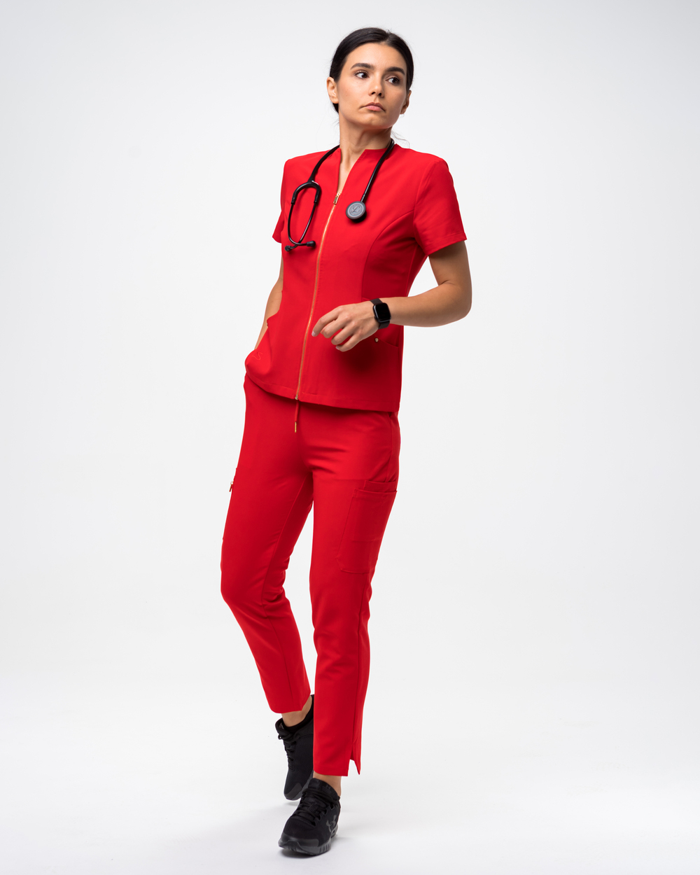 7. Donna Pantalon halat medical cu 7 buzunare rosu Pantaloni Medicali Femei Roșii - Donna - imagine 7