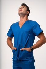 Christian Bluza halat medical cu 3 buzunare albastru